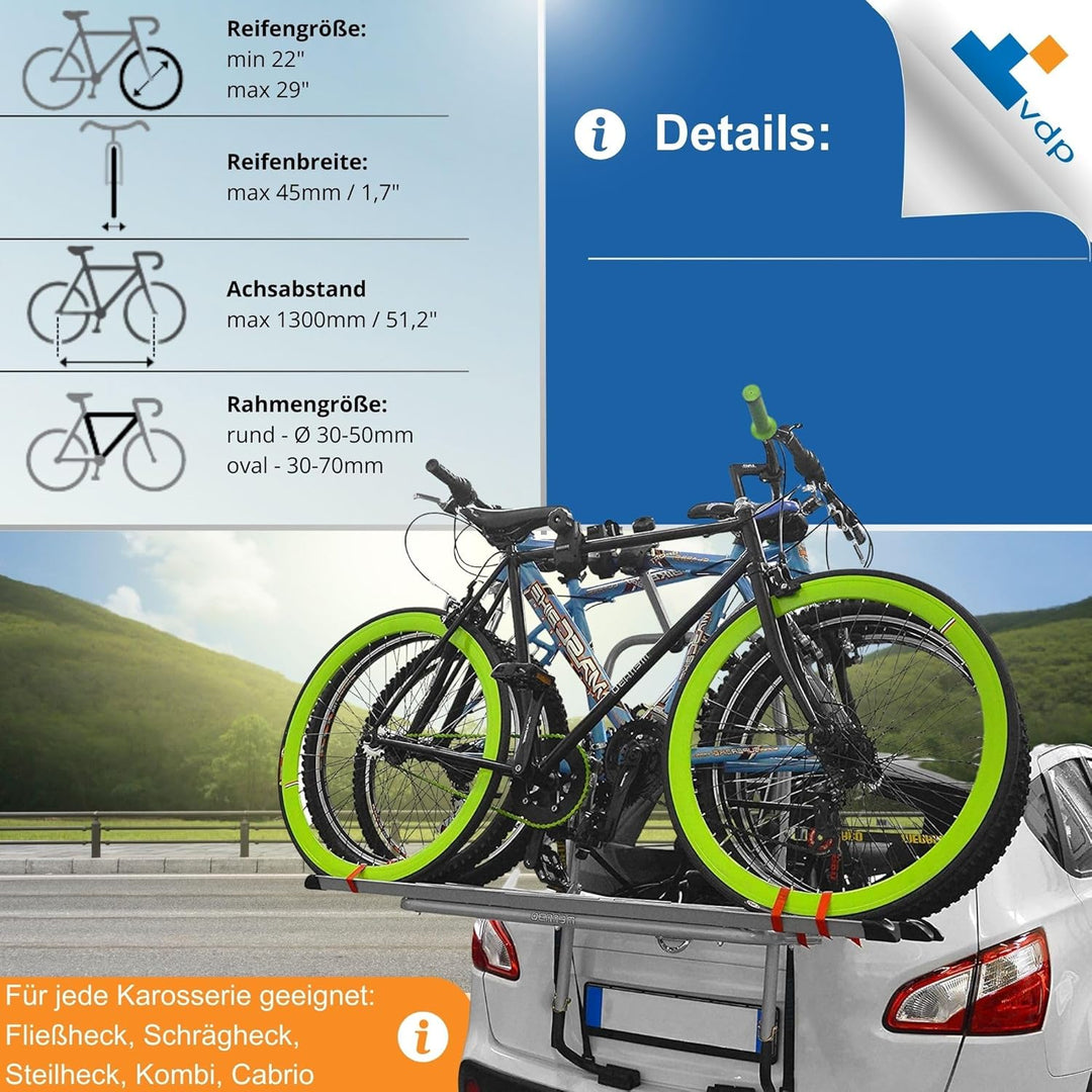 MENABO Hecktràger Fahrradtràger Steelbike mit Schienen 3 Räder