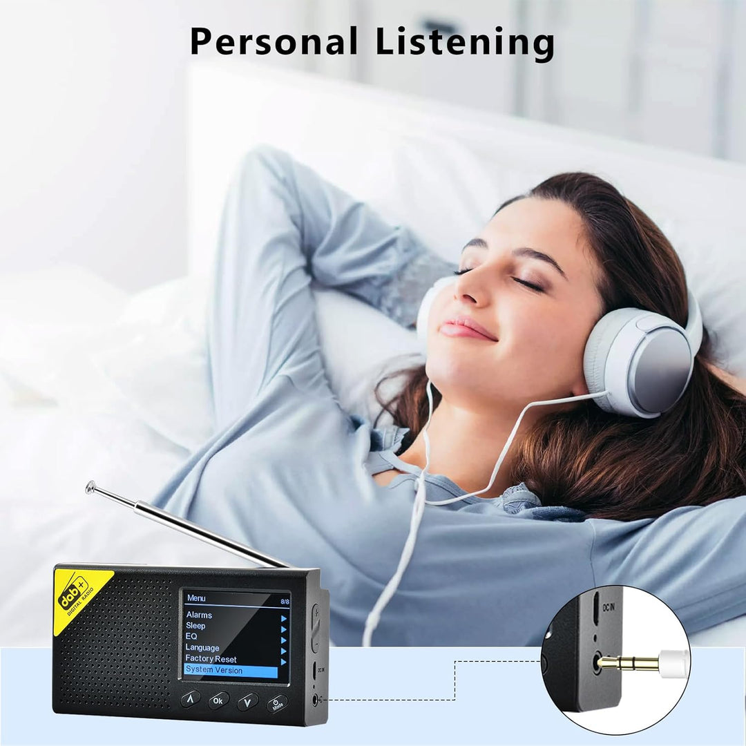 Hikity Dab/Dab+/FM/AUX-Radio, tragbar, wiederaufladbar, Bluetooth-Radio, Dab Plus, Radiowecker, Dopp