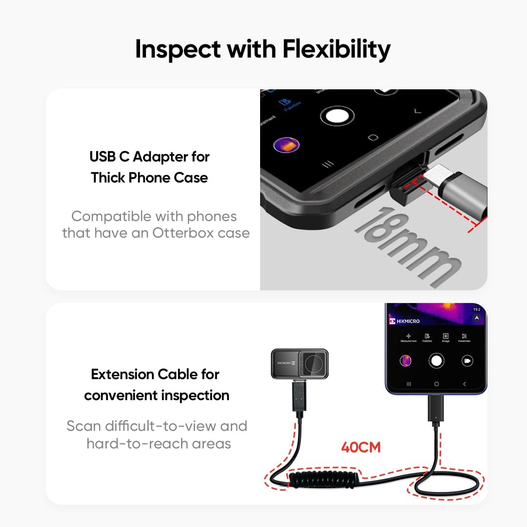 HIKMICRO Mini2 Wärmebildkamera Android, 256 x 192 IR-Auflösung, Wärmebildkamera 25 Hz Bildfrequenz,