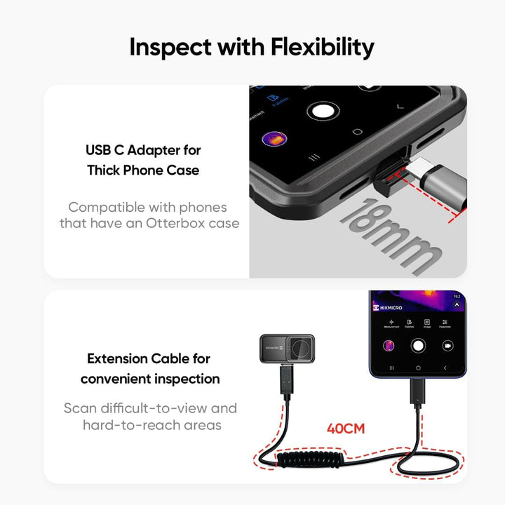 HIKMICRO Mini2 Wärmebildkamera Android, 256 x 192 IR-Auflösung, Wärmebildkamera 25 Hz Bildfrequenz,