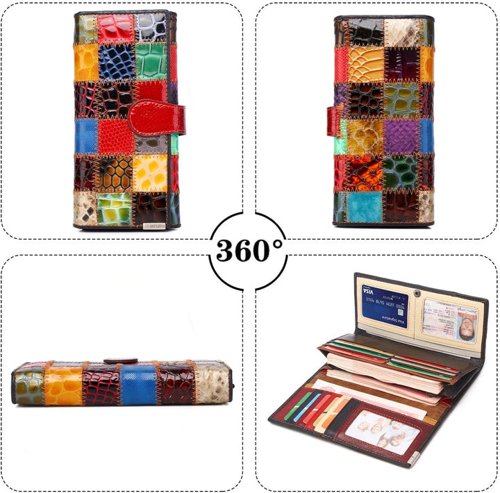 Eysee Portmonee Damen Gross aus Echtleder, Brieftaschen Geldbörse Damen mit Kartenfächer und Fotofen