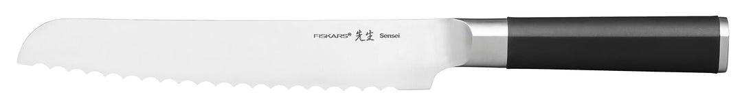 Fiskars Brotmesser mit Wellenschliff, Sensei, Gesamtlänge: 33 cm, Rostfreier Stahl mit hohem Kohlens