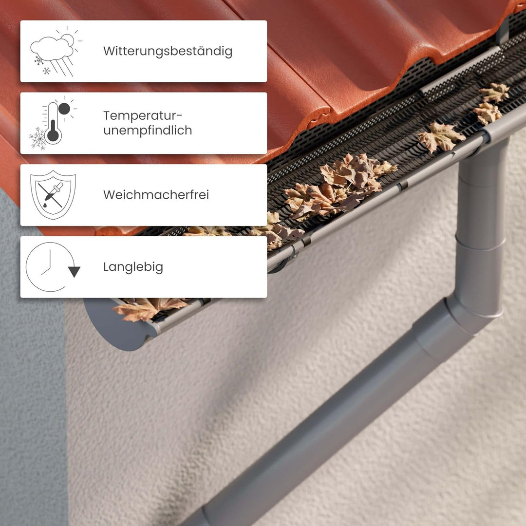 INEFA 30x Laubfangstreifen-Set Dachrinnen Laubschutz 100cm, NW100-150 (Ø100-160mm) Braun Dachrinnena