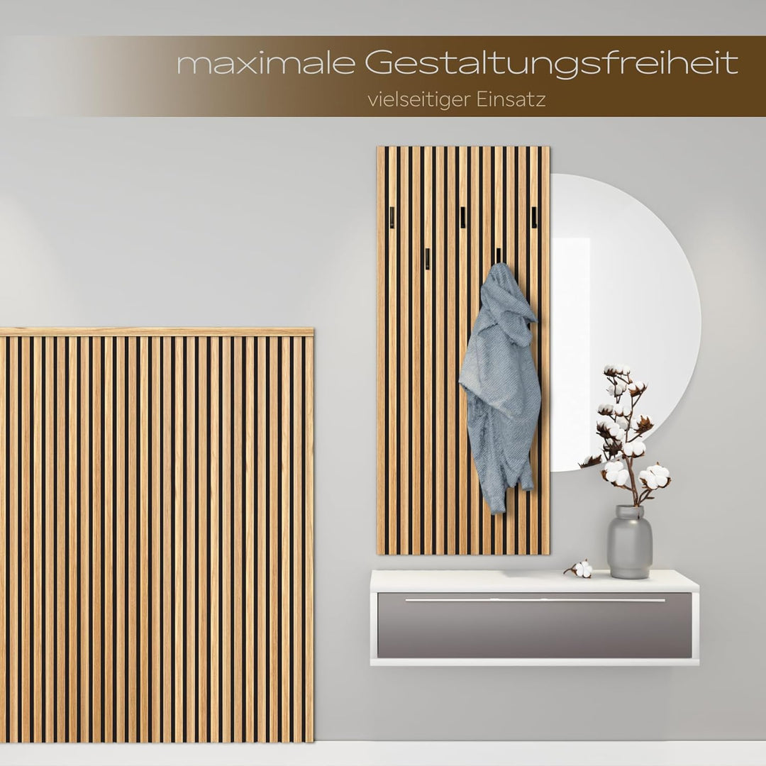 HEXIM Akustikpaneele 4 Stück 138,5x60cm Holz Comfort - flexible Holzpaneele Platten Lamellenwand Hol