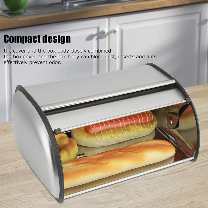 Brotkasten, Edelstahl Brotbox mit frontklappe Brotbehälter Rollbrotkasten Brotkastenhalterung Brotau