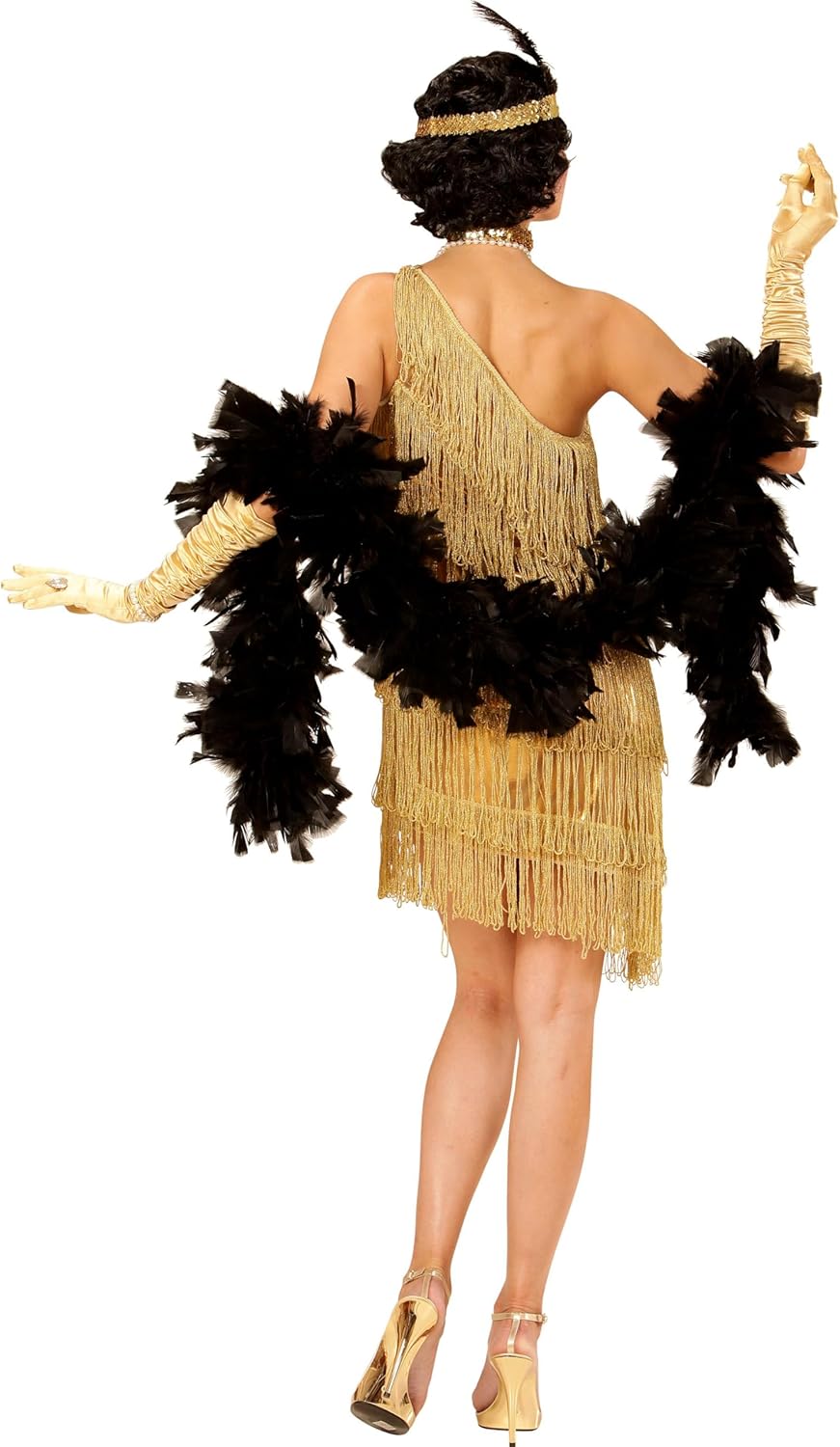 "FLAPPER" (dress, choker, headband with feather) - (S), S