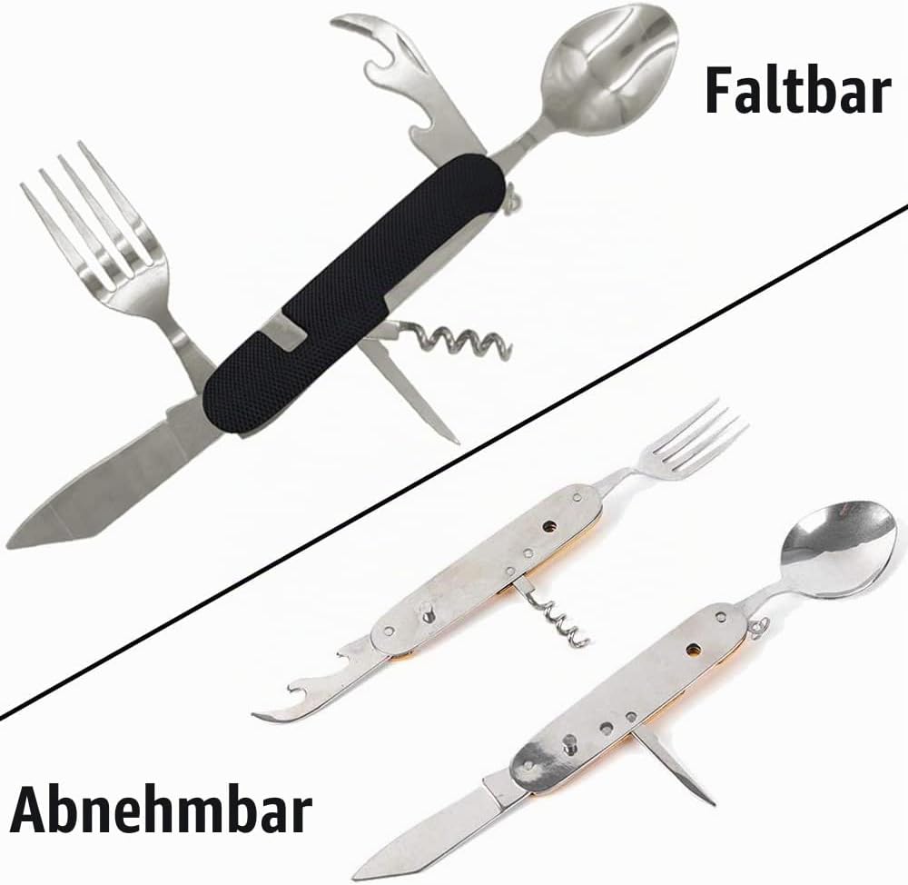Hiwalker 6 in 1 Edelstahl Klapp besteck Camping besteck Set Outdoor Reise Besteck Kit Abnehmbare Ges