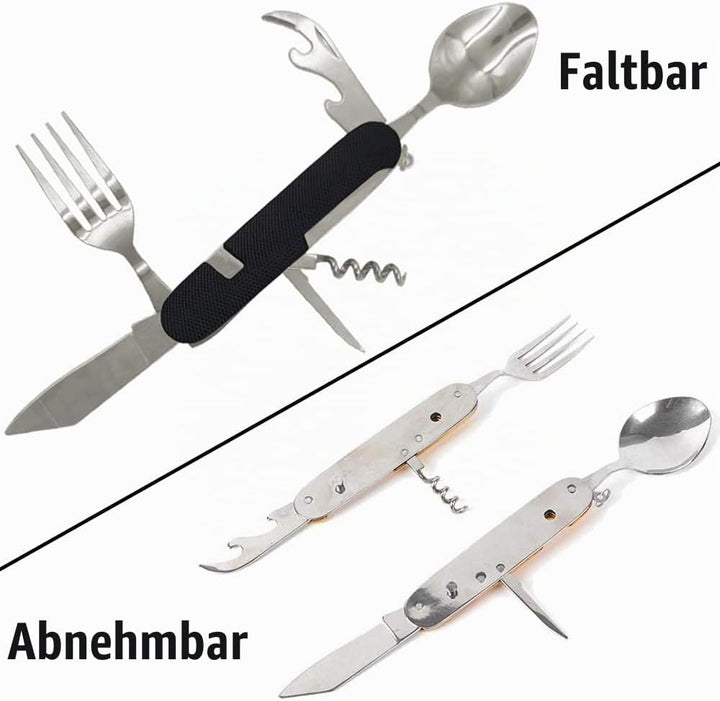 Hiwalker 6 in 1 Edelstahl Klapp besteck Camping besteck Set Outdoor Reise Besteck Kit Abnehmbare Ges