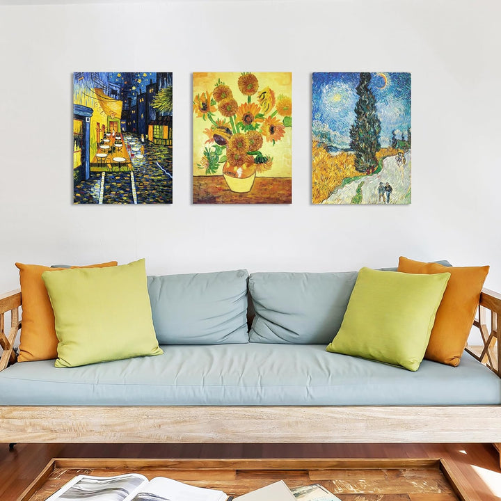Handgemalte Ölgemälde auf Leinwand Vincent Van Gogh‘s berühmte klassische 3 Kunstwerke Kombination a