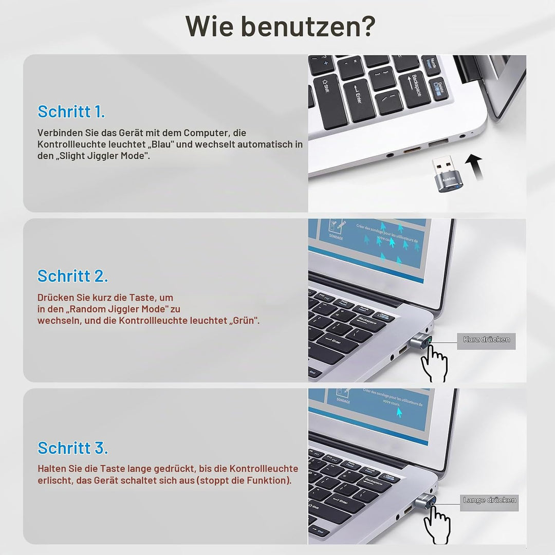 AUEDROT Mouse Jiggler Nicht Nachweisbar USB Mouse Mover mit Schaltertaste, Metall Maus Beweger Autom