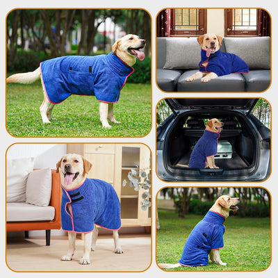HezzLuv Bademantel Für Hunde, Hundebademantel Aus Mikrofaser Für Mittlere Und Grosse Hunde, Saugfähi