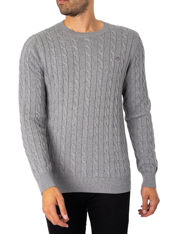 GANT Herren Cotton Cable C-Neck Pullover XS Cream