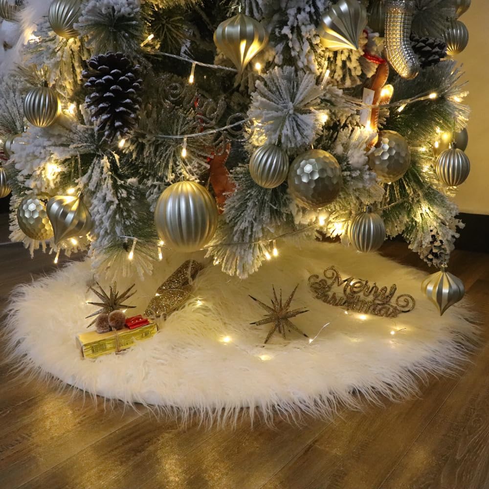 Woolous Weihnachtsbaum Rock Decke 95 cm Weihnachtsbaumdecke Aus Künstlicher Mongolischer Schafwolle