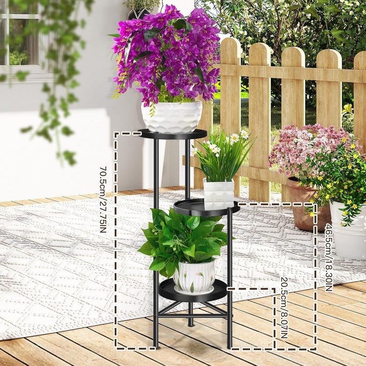 3-stöckiger Metall Pflanzenständer – Hoher Eck-Pflanzenregal, Vertikaler Blumenständer für Balkon, T