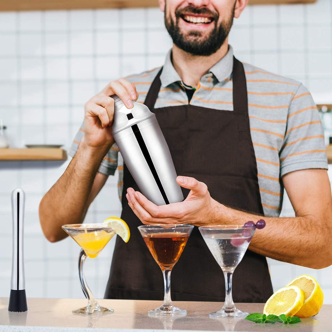 Hochwertiges Cocktailshaker Set, Cocktailmixer Set, 10 Teileig, aus Edelstahl, mit Bambus-Aufbewahru