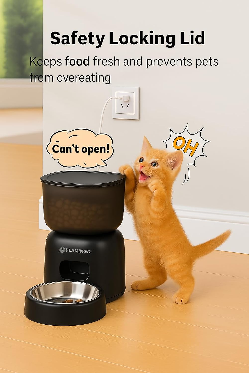 Flamingo Futterautomat Katze - Futterautomat Hund - Futterautomat Katze Nassfutter - 3L Trockenfutte