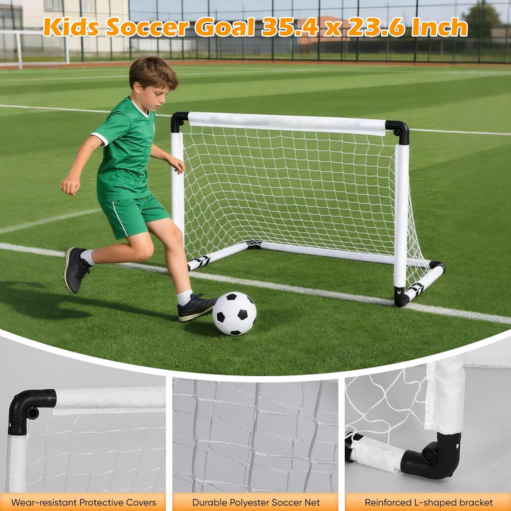 2er Faltbar Fussballtor für Kinder, 90x60cm Komplett Set mit Ball, Pumpe &amp; 8 Heringen, 1,5kg Leicht