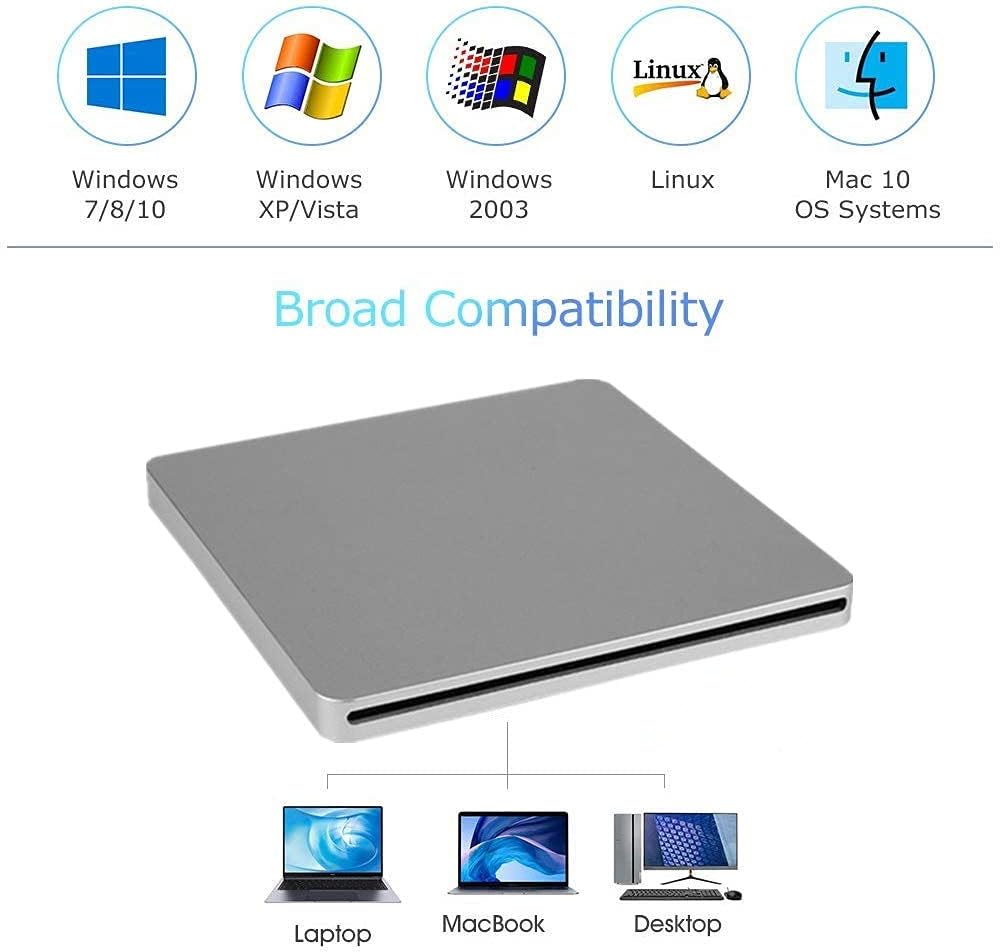 Garsent Externes CD DVD Laufwerk, tragbarer USB-Typ C Externer CD-RW/DVD-RW-Player Brenner Tragbarer