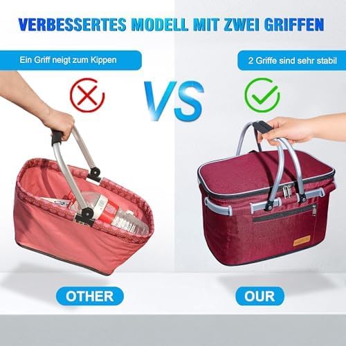 Einkaufskorb Kühltasche Gross Isolierkorb KüHlkorb KüHltasche Picknickkorb Picknicktasche mit Zwei G