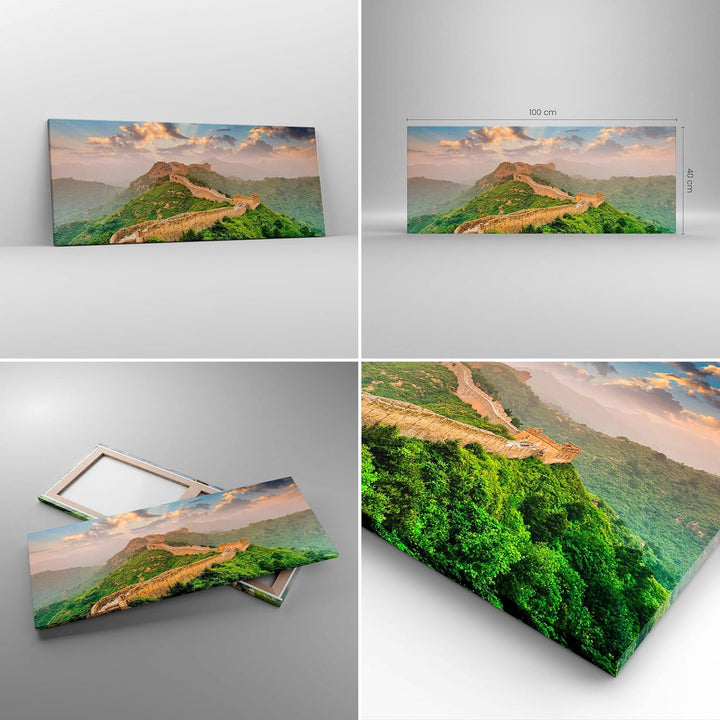 Panorama Bilder auf Leinwand 100x40cm Leinwandbild Wand Berg asiatisch china Gross Wanddeko Bild Sch