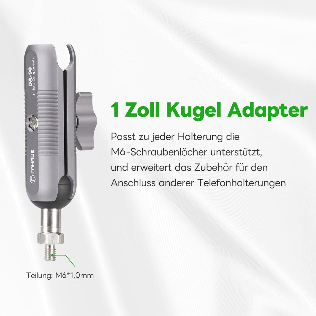 FANAUE 1" Kugel Adapter Kompatibel RAM Mounts B Grösse Doppelsockelarm,mit M6 x 1.0 Gewindepfosten,A