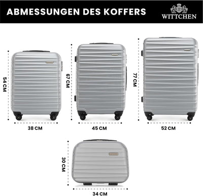 WITTCHEN Reisekoffer 4er Koffer-Set Rollkoffer Trolley Handgepäck Hartschale aus ABS mit 4 Spinner-R