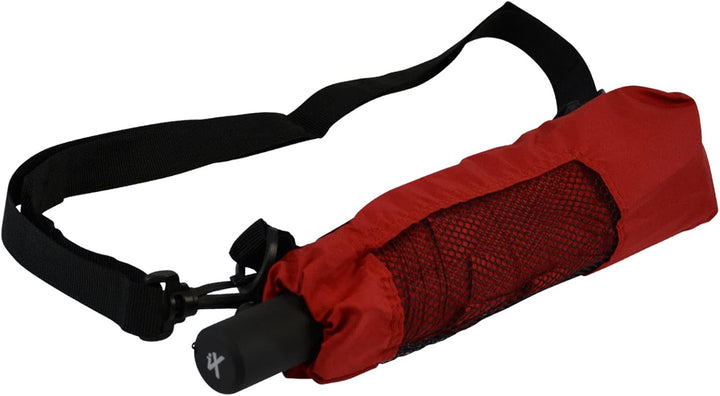 iX-brella Trekking XL Taschenschirm 115 cm gross mit Umhängetasche dark red, dark red