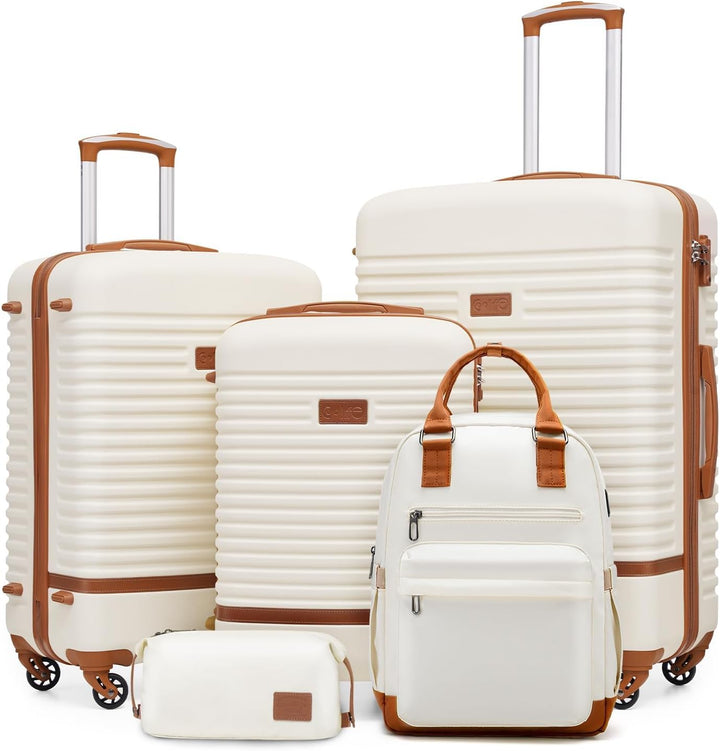 COOLIFE Koffer Trolley Koffer Reisekoffer von ABS Hartschalen Trolley 4 Rollen TSA-Schloss Der Koffe