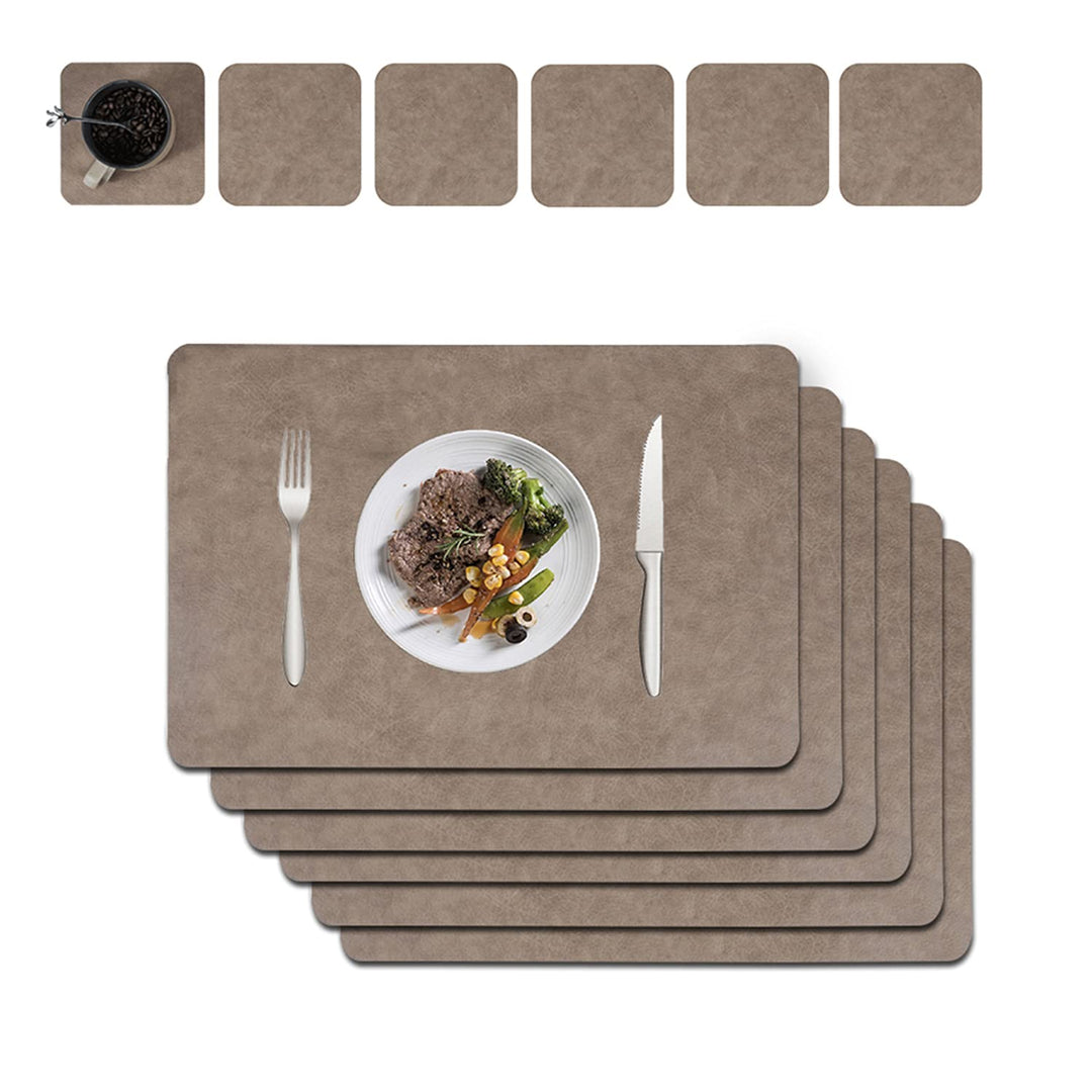 Platzset Abwischbar, Leder Untersetzer Und Tischset 6er Set, Platzdeckchen Abwaschbar Doppel Verdick