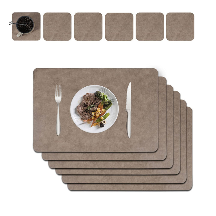 Platzset Abwischbar, Leder Untersetzer Und Tischset 6er Set, Platzdeckchen Abwaschbar Doppel Verdick