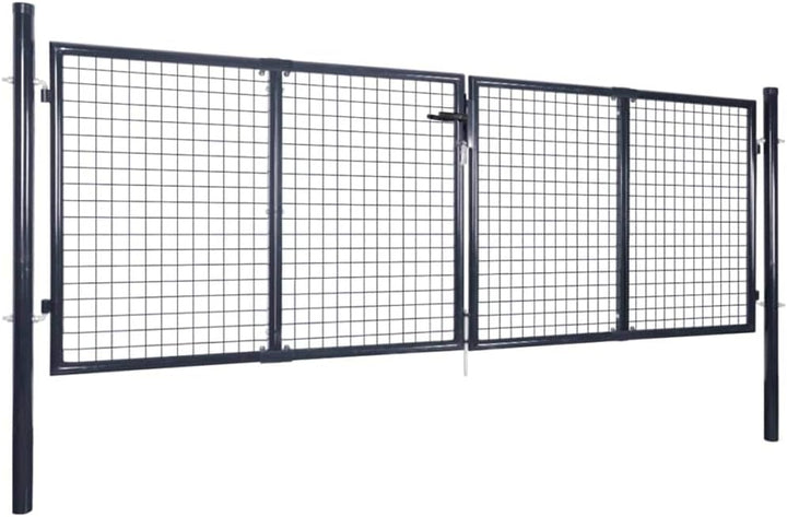 Tidyard Gartentor Gartentür Zauntor Zauntür mit 3 Schlüssel, aus Verzinkter Stahl, Grün, 289 x 75 cm