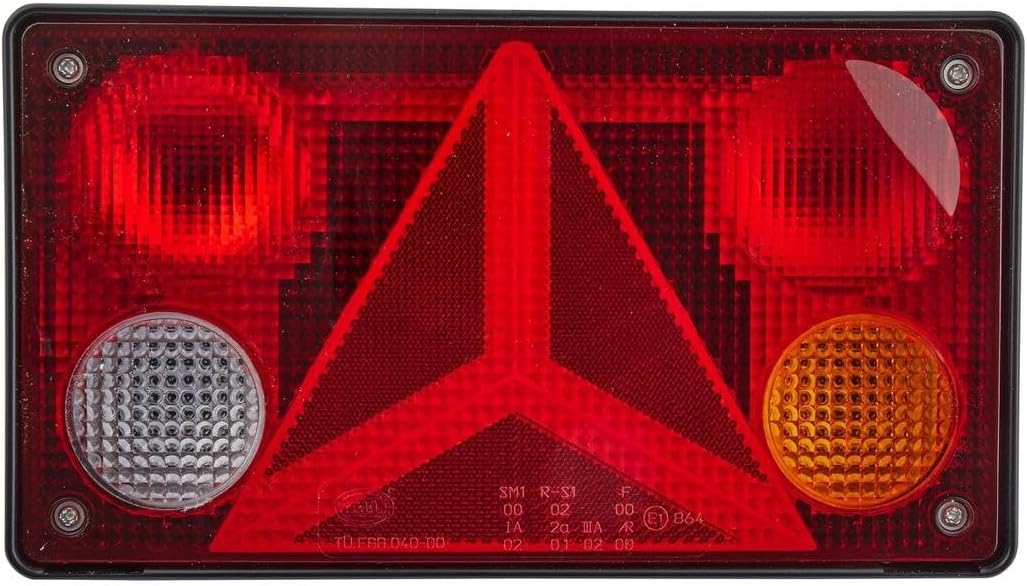 HELLA - Heckleuchte - Glühlampe - Anbau/geschraubt - Lichtscheibenfarbe: mehrfarbig - Stecker: Flach