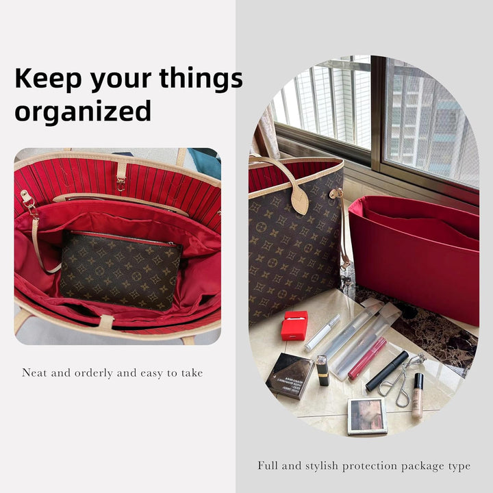 DGAZ Handtaschen Organizer Einsatz für LV Neverfull PM/MM/GM Taschen, Seide Tasche in Tasche Organiz