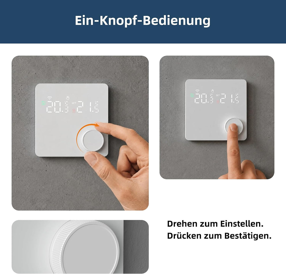 Beok Fussbodenheizung Thermostat Digital, WiFi Wasser Fussbodenheizung Smart Raumthermostat Tagespro