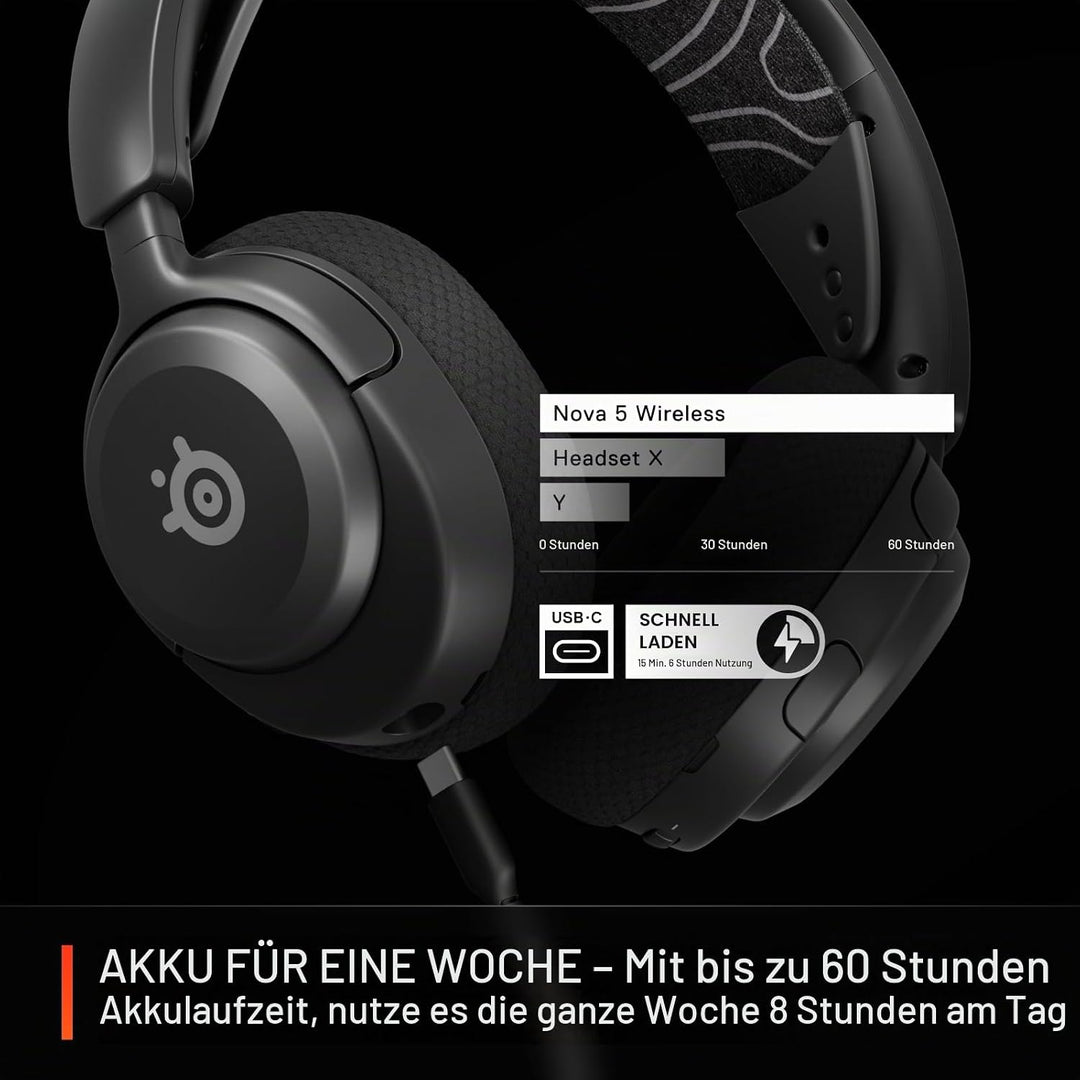 SteelSeries Arctis Nova 5 Wireless Multi-System Gaming Headset — Neodym-Magnettreiber — 100+ Audio-V
