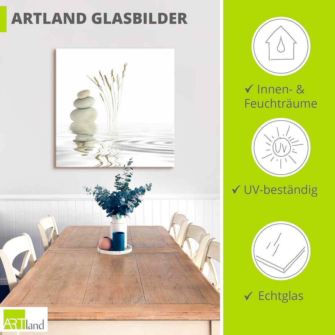 ARTland Glasbilder Wandbild Glas Bild einteilig 40x40 cm Quadratisch Asien Wellness Entspannung Spa