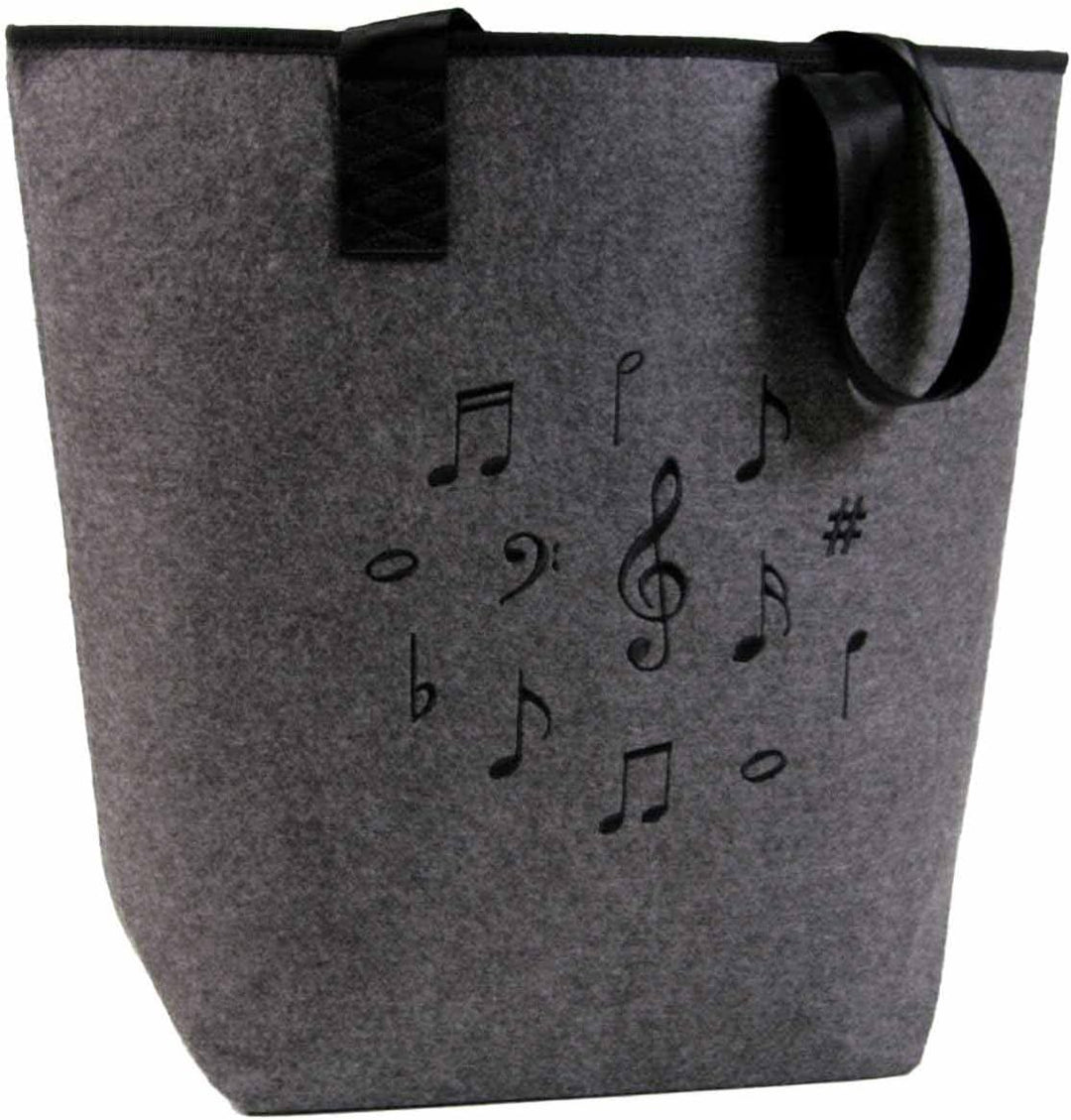 Filztasche mit Motiv Notenmix schwarz