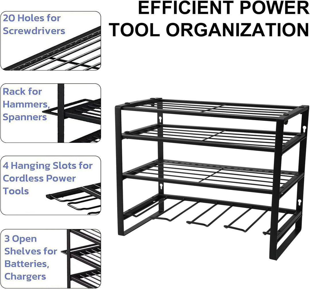 Schwerlast Werkzeug Wandhalterung, Werkstatt Organizer, Werkzeug Halterung | 4 Slot Power Tool Rack