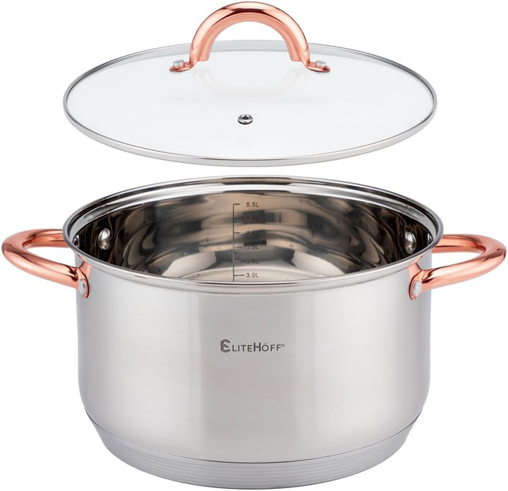 EliteHoff Topfset Induktion, Kochtopf Set mit Glasdeckel, 7-lagiger Edelstahl Topf- & Pfannensets mi