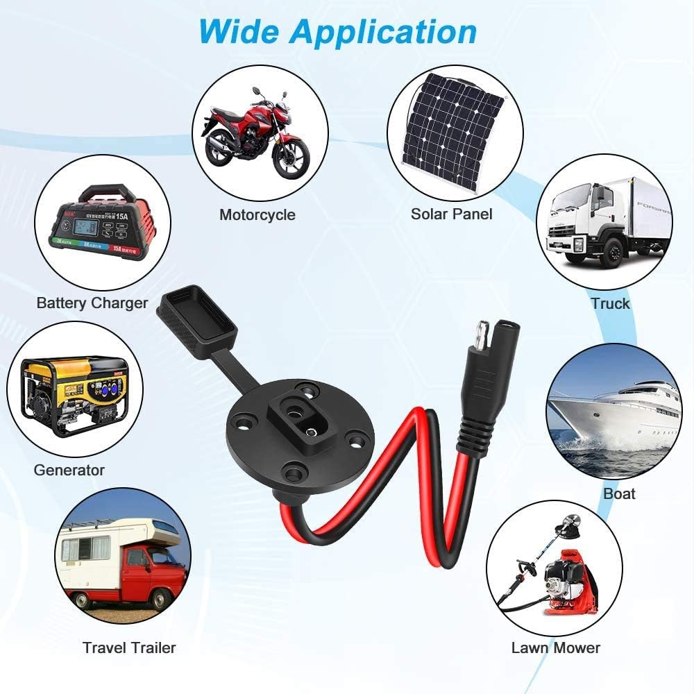 Greluma 2 STK SAE-Steckdosen-Seitenwand-Anschluss, wetterfester SAE-Schnell-Anschluss-Solarpanel-Uni