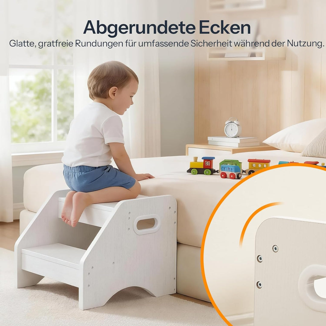 HOOBRO Tritthocker Kinder, 2-stufiger Kinderhocker mit Griffen und Anti-Rutsch-Pads, Kinderschemel f