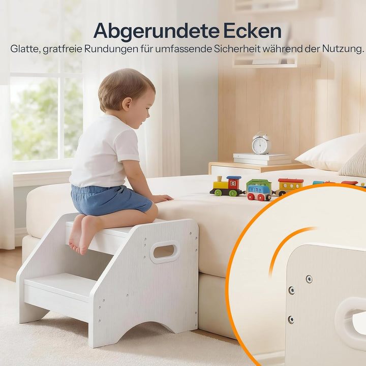 HOOBRO Tritthocker Kinder, 2-stufiger Kinderhocker mit Griffen und Anti-Rutsch-Pads, Kinderschemel f