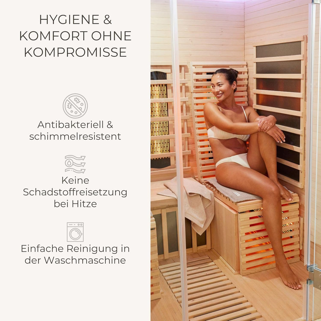 SAUNASOFA Liege-Auflage Sauna 182x52 cm – Saunamatte zum Liegen aus Baumwolle – Waschbar, atmungsakt