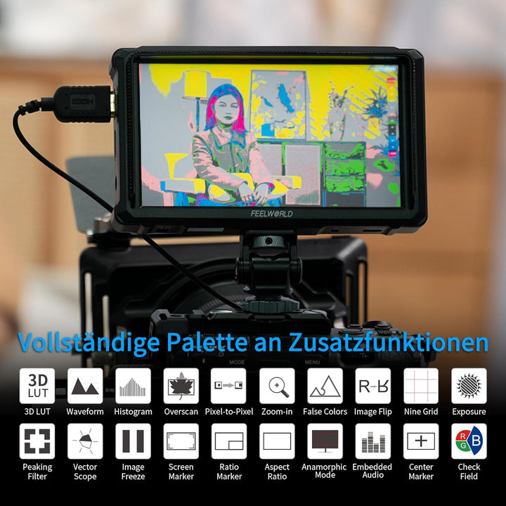 FEELWORLD FW568V3 DSLR Field Monitor 6 Zoll 3D LUT Waveform Vector Scope 1920x1152 4K HDMI Bildschir