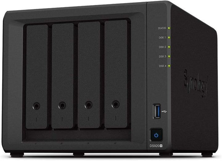 Synology 4 Bay NAS DiskStation DS920+ (ohne Disk), 4 Steckplätze; 4 GB DDR4 4-bay; 4GB DDR4 DS920+,