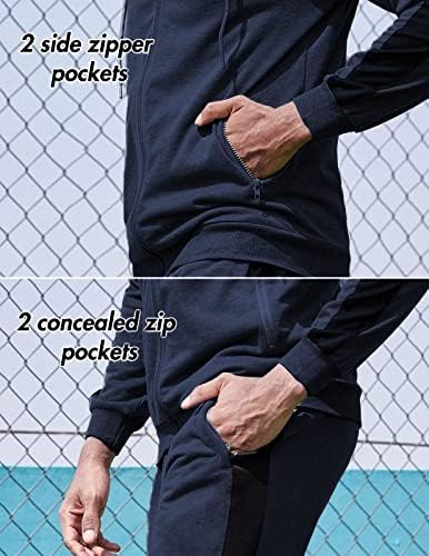 COOFANDY Trainingsanzug Herren Jogginganzug Tracksuit Sportanzug Jogginghose mit Hoodie Kapuze Set L