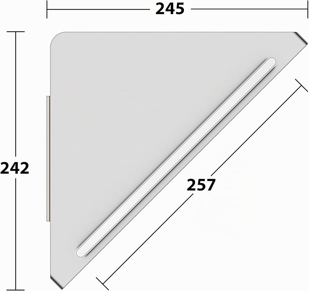 Keuco Eck-Duschablage aus Aluminium, silber eloxiert, inkl. Glas-Abzieher, weiss, 24,2x24,5x6,3cm, W