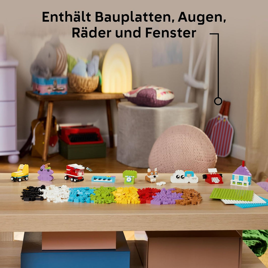 LEGO Classic Kreativset zum Bauen und Spielen - Set mit bunten Bausteinen - Baue EIN Haus, Hund, Lös