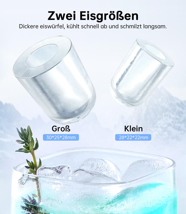 WIE Eiswürfelmaschine, 15KG Eiswürfelbereiter Ice Maker, 9 Würfel in 6 Min, Eiswürfelmaschinen mit T