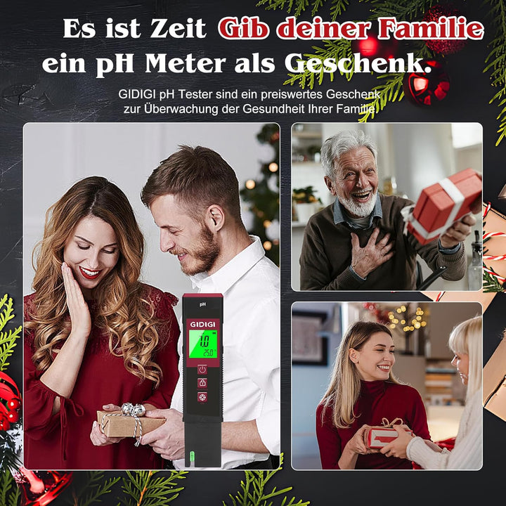Digitales pH Messgerät für Wasser mit LED, Farbiger pH Wert Test für Pools, Professioneller pH Level